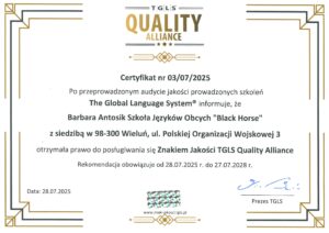 certyfikat jakości tgls